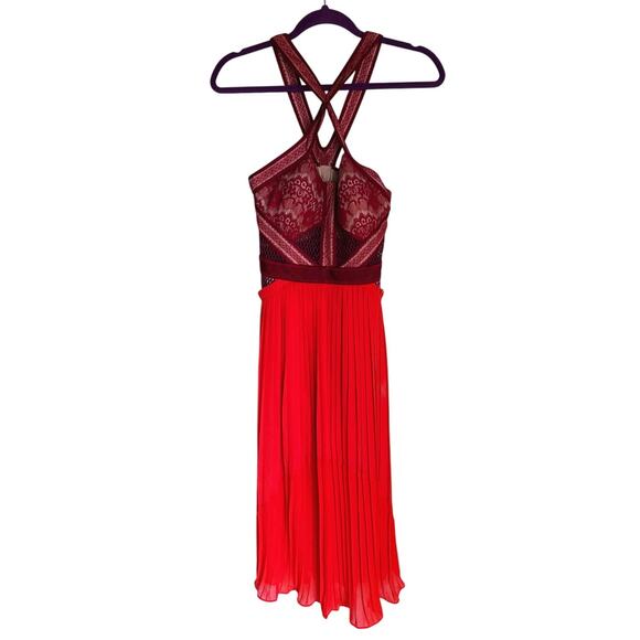 NWT Three Floor True Romance Bustier Midi Dress 4 Red Orange Formal Event Fall - Picture 3 of 10